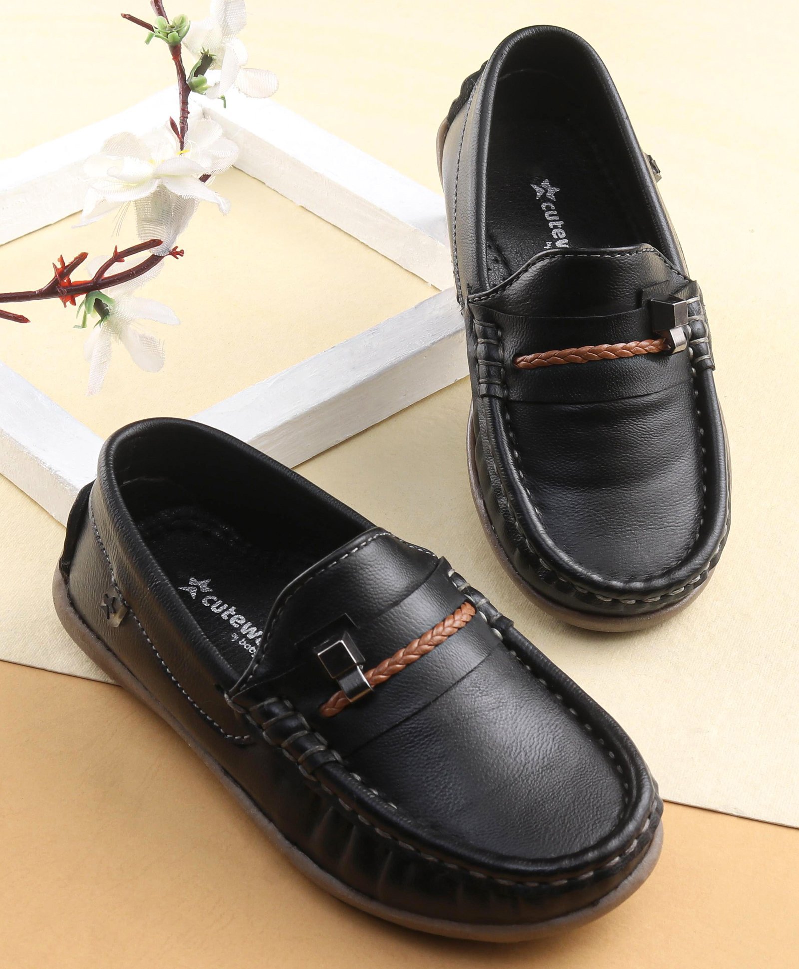 Cute Walk by Babyhug Slip On Formal Shoes with Faux Buckle - Black