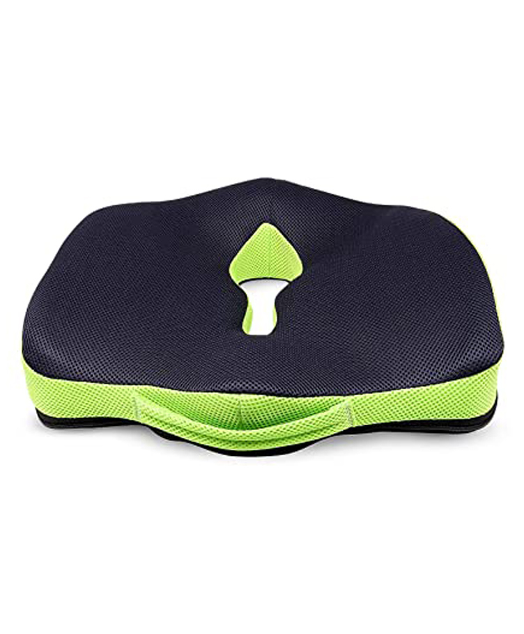 Sleepsia Advance Orthopedic Coccyx Seat Cushion/Pillow With Memory Foam For Sciatica, Tailbone and Back Pain Relief (Black/Green)-image-3