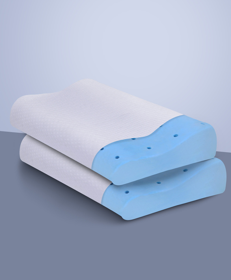 Sleepsia Cool Gel Ventilated Memory Foam Pillow  Neck & Shoulder Pain Relief Pillow Offers Comfortable Sleep, Support Pillow,Orthopedic Contour Neck Pain, Washable Cover (Pack Of 2)-picture-42