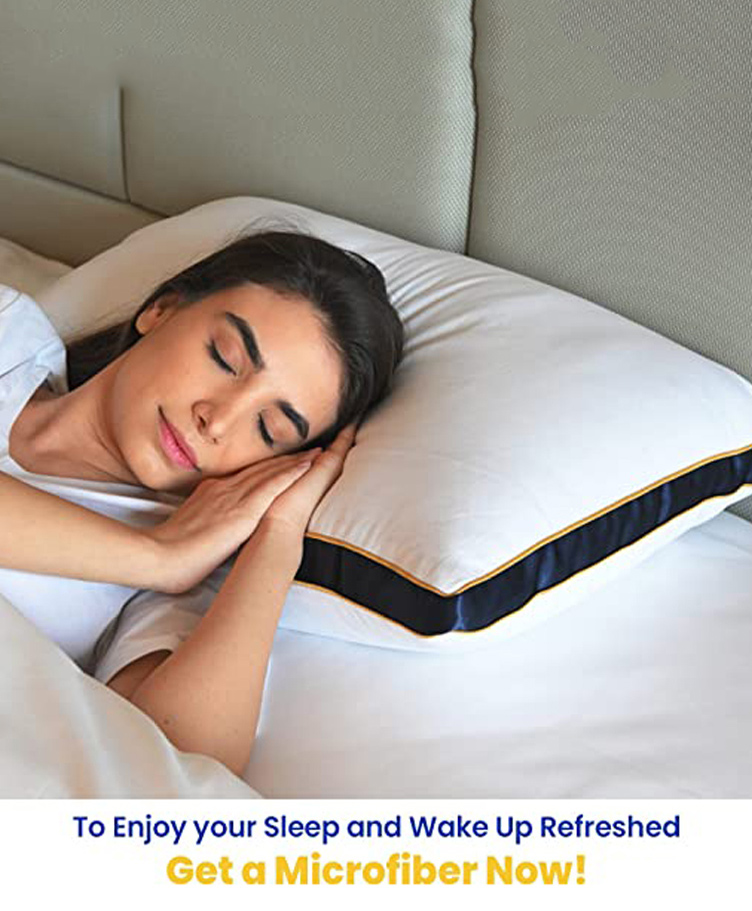 Sleepsia Microfiber Bed Pillow For Sleeping - Down Alternative Ultrasoft Cotton Pillow - (Blue, Pack of 1)-image-12