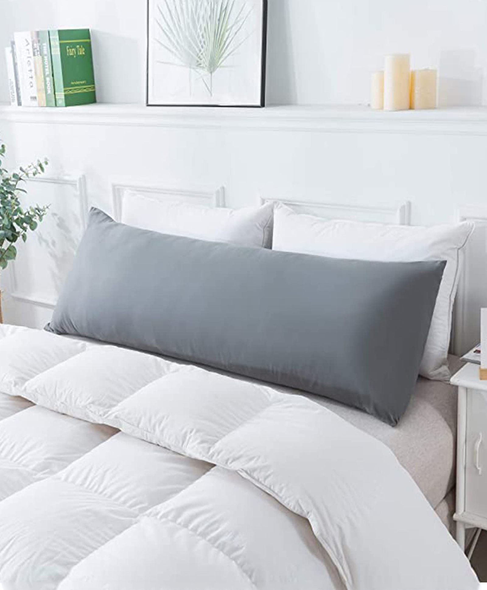 Sleepsia Full Body Pillow, Long Velvet Pillow For Sleeping, Ultra Soft Fiber Bed Pillows For Side and Back Sleepers With Removable Washable Cover With Zipper-image-6