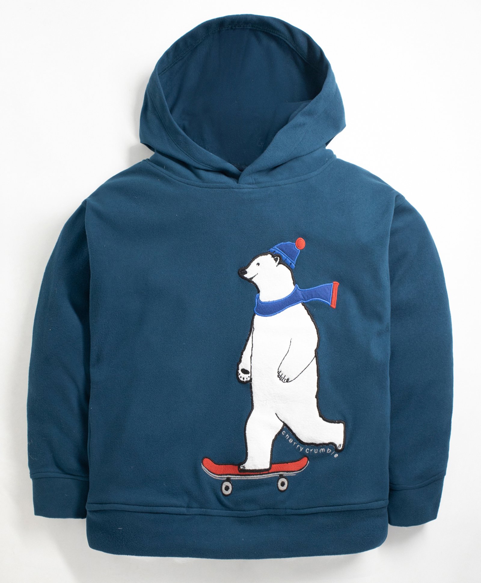 Cherry Crumble By Nitt Hyman Full Sleeves Fleece Polar Bear Patch Detail Hooded Sweatshirt - Blue-image-37