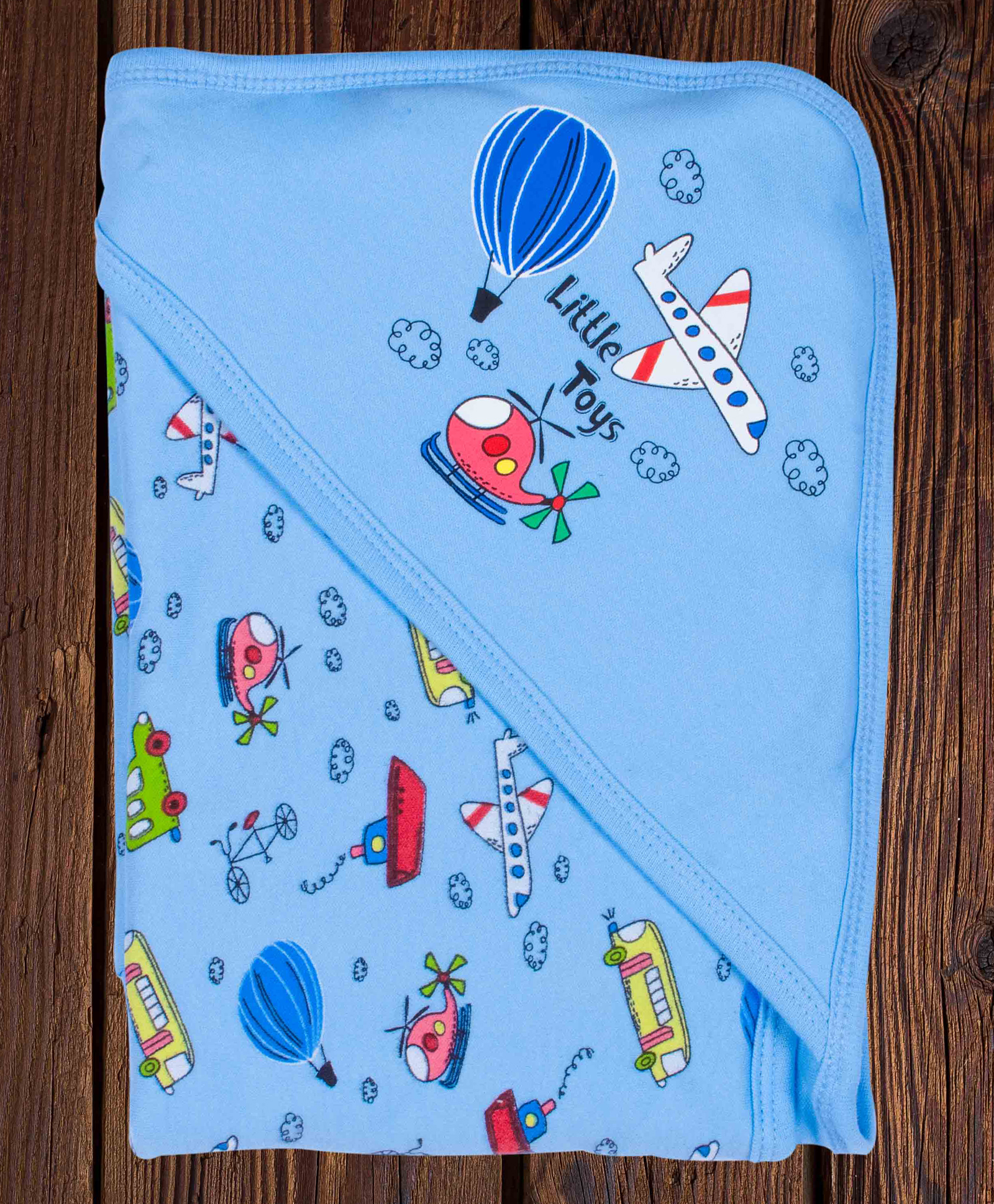 Mittenbooty Baby Hooded Wrapper Single  Ply  Vehicle Print-Blue-picture-25