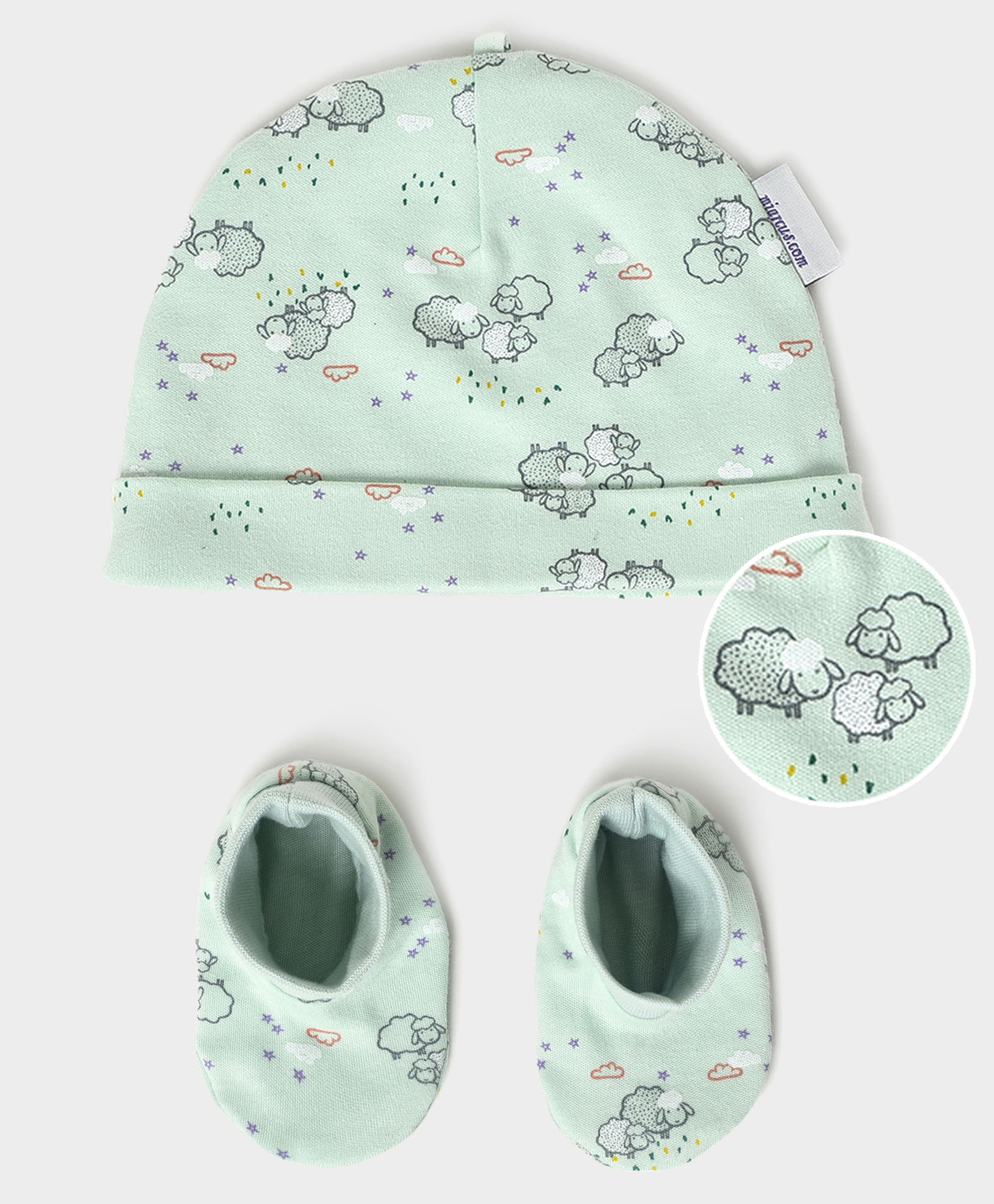 Mi Arcus  Cotton Interlock Cap & Booties Set Blue-image-40
