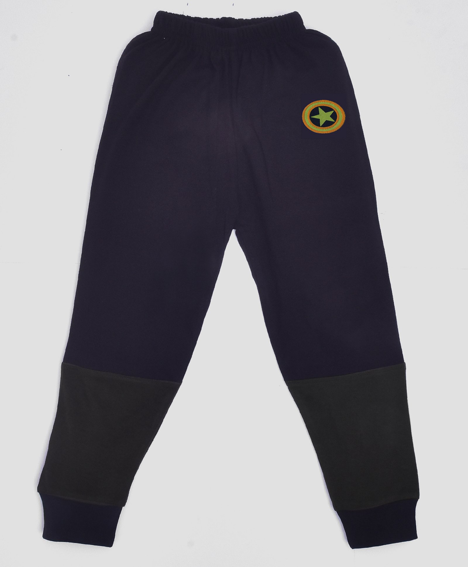 hrit Kiwi 100% Cotton Colour Blocked And Star Embroidered Unisex Lounge Pants - Navy Blue-picture-11