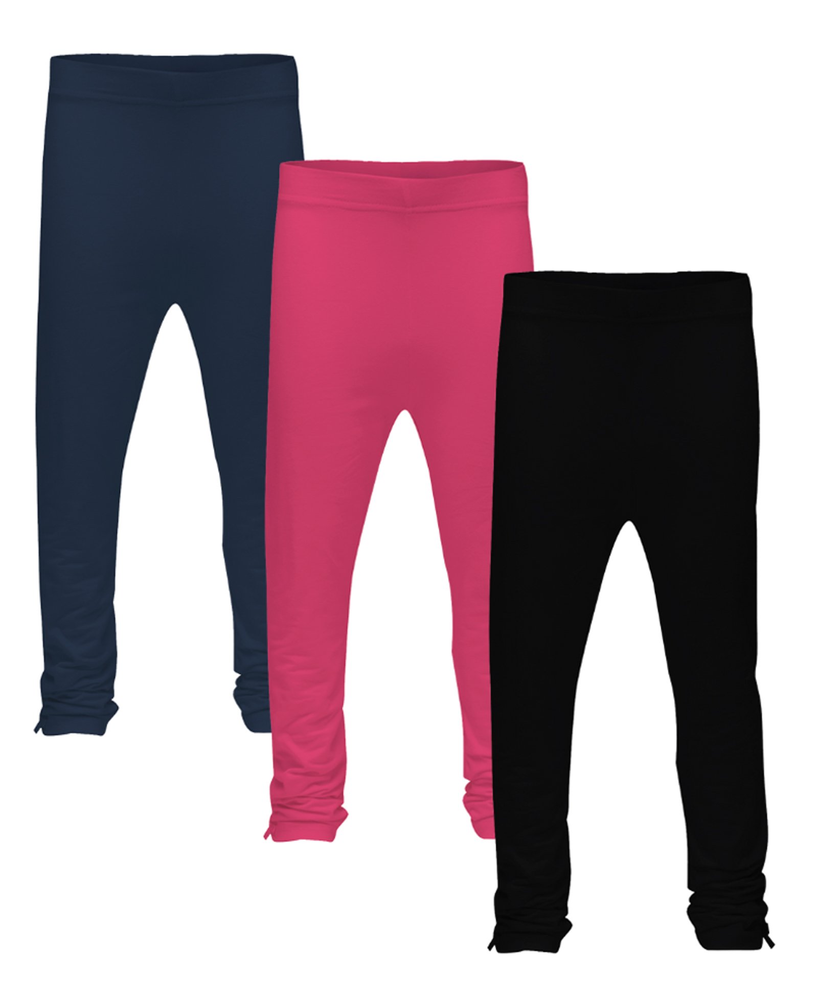 3PIN Pack Of 3 Full Length Solid Leggings - Navy Blue Dark Pink & Black-picture-19