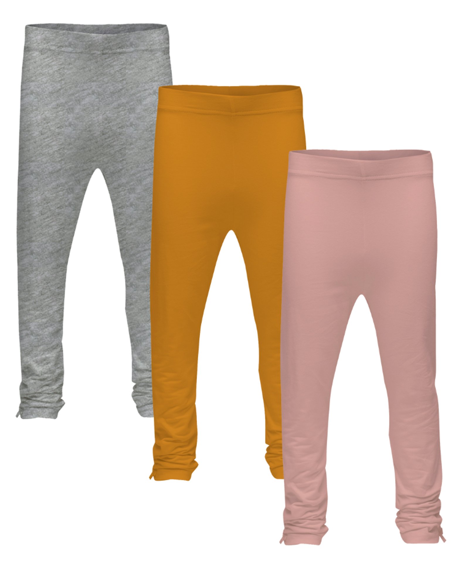 3PIN Pack Of 3 Full Length Solid Leggings - Melange Grey Mustard Yellow & Baby Pink-picture-21