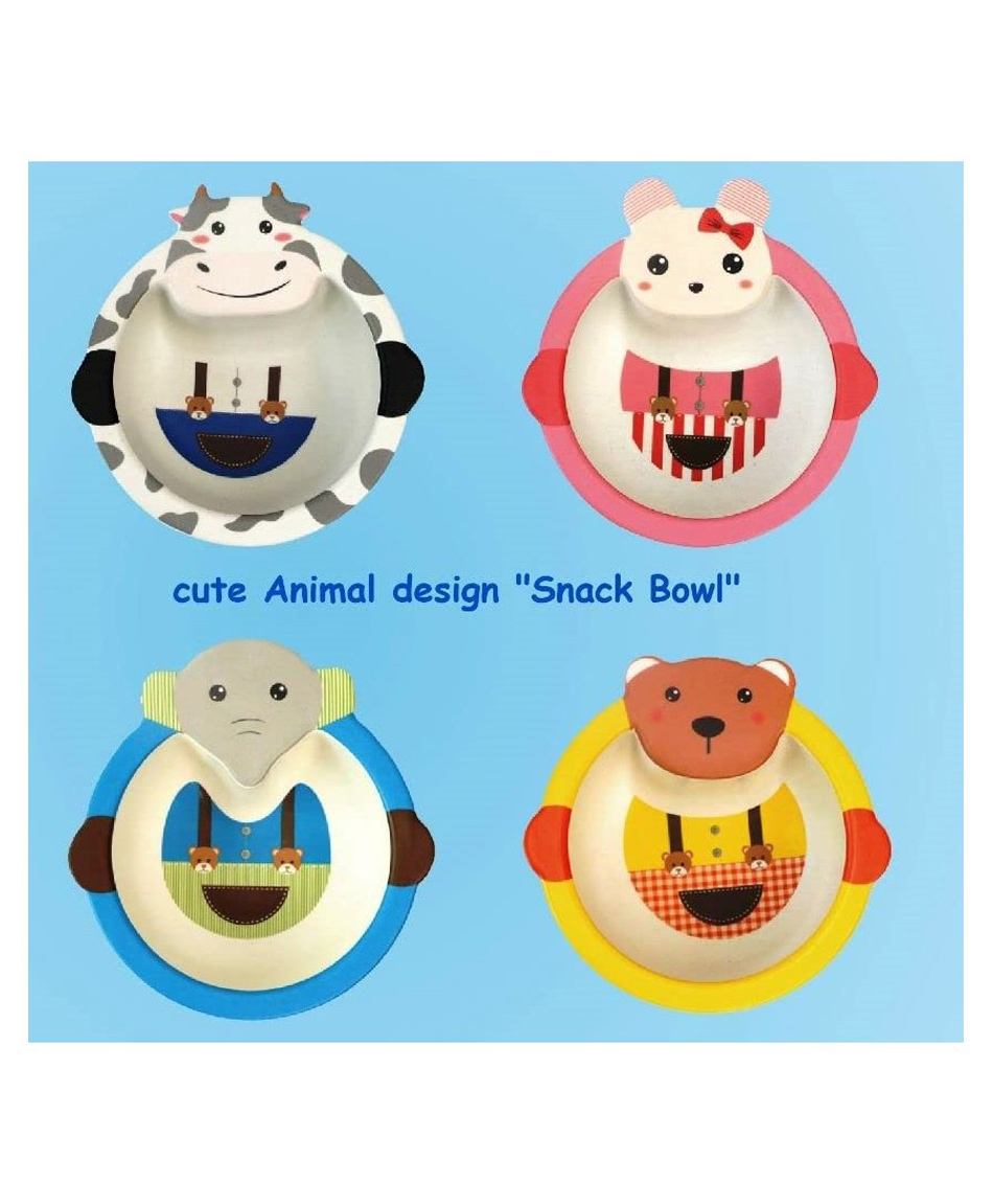 YAMAMA Cute Animal Design Snack Bowl Shape Bamboo Tableware Set for Kids   Color May Vary-image-41