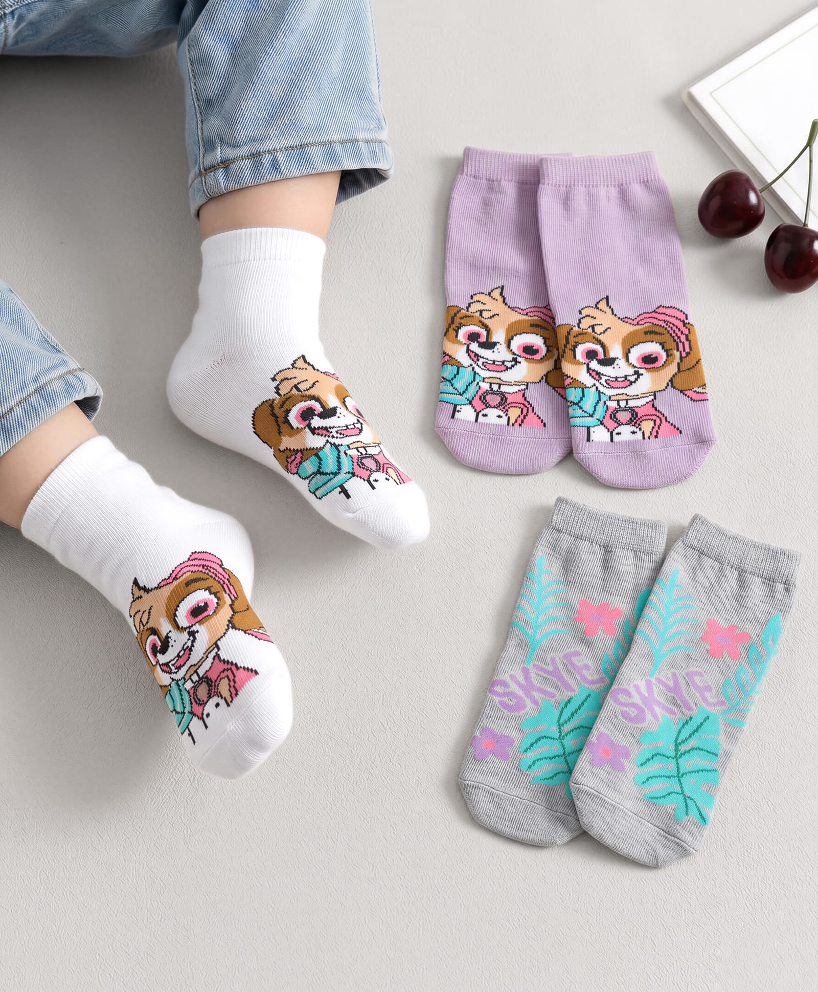 Cute Walk by Babyhug Non Terry Cotton Knit Ankle Length Anti Bacterial Socks Puppy Design Pack of 3 - Multicolour-image-12