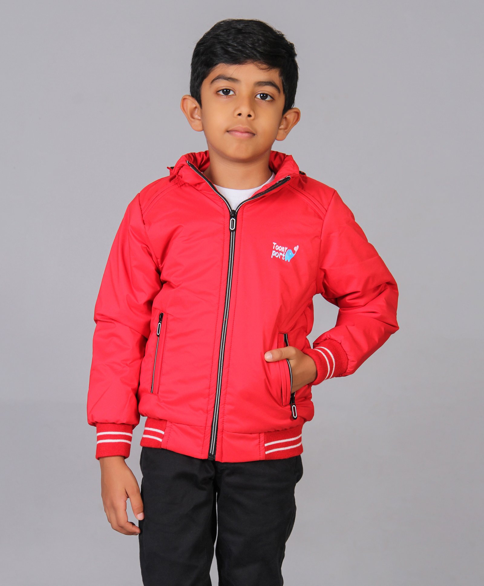TOONYPORT Full Sleeves Solid Hooded Winter Jacket - Red-picture-27