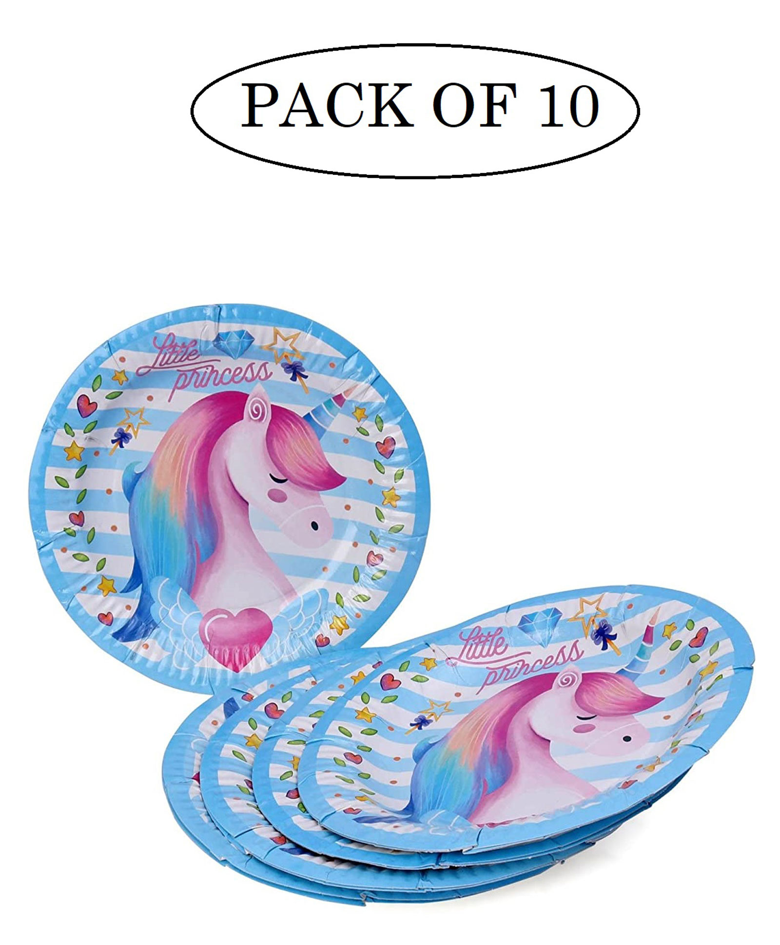 Shopping Time Unicorn Paper Plate Pack of 10 - Blue Pink