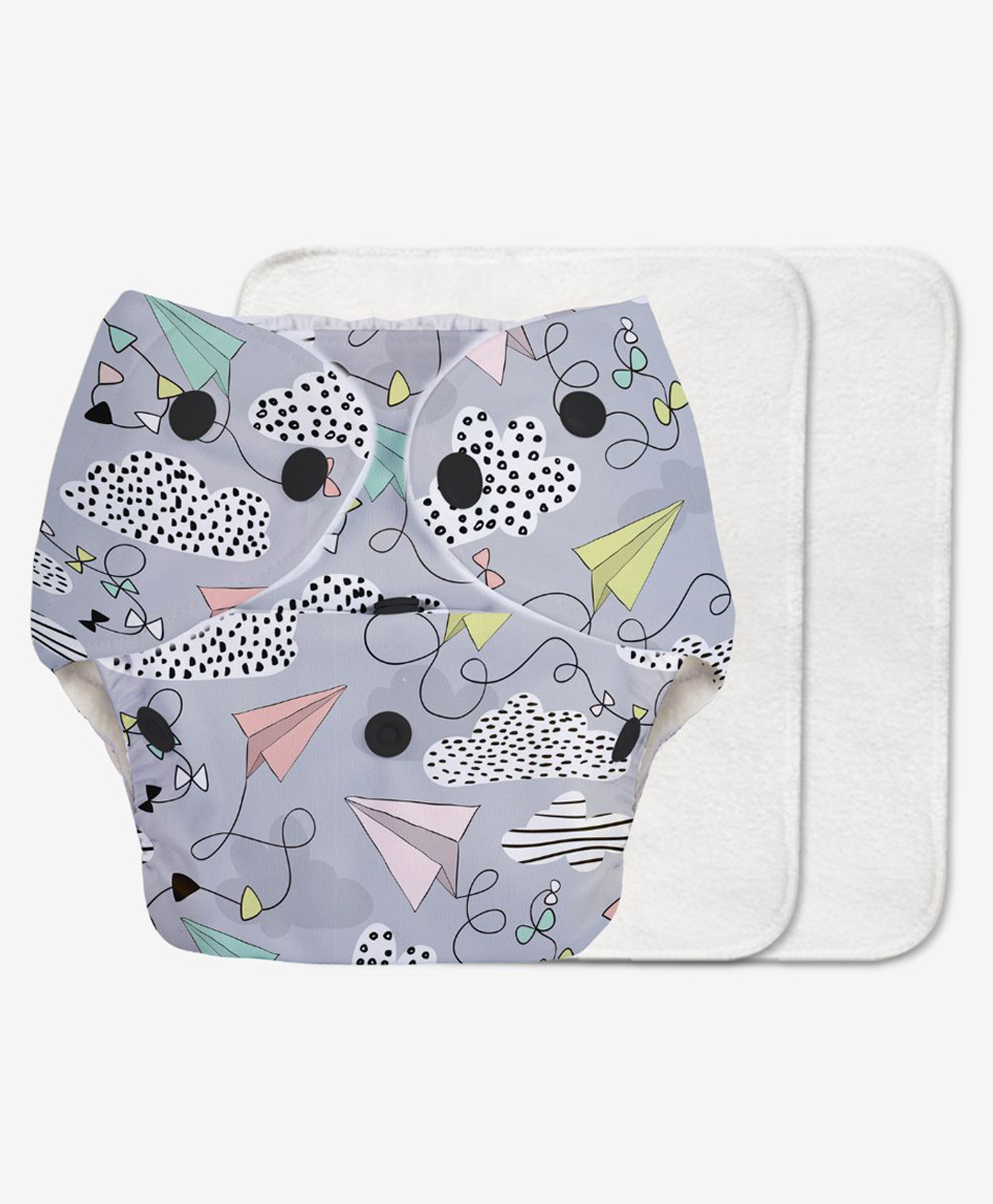 superbottoms Super Bottoms Basic Reusable Cloth Diaper Paper Plane Print- Multicolor-picture-30