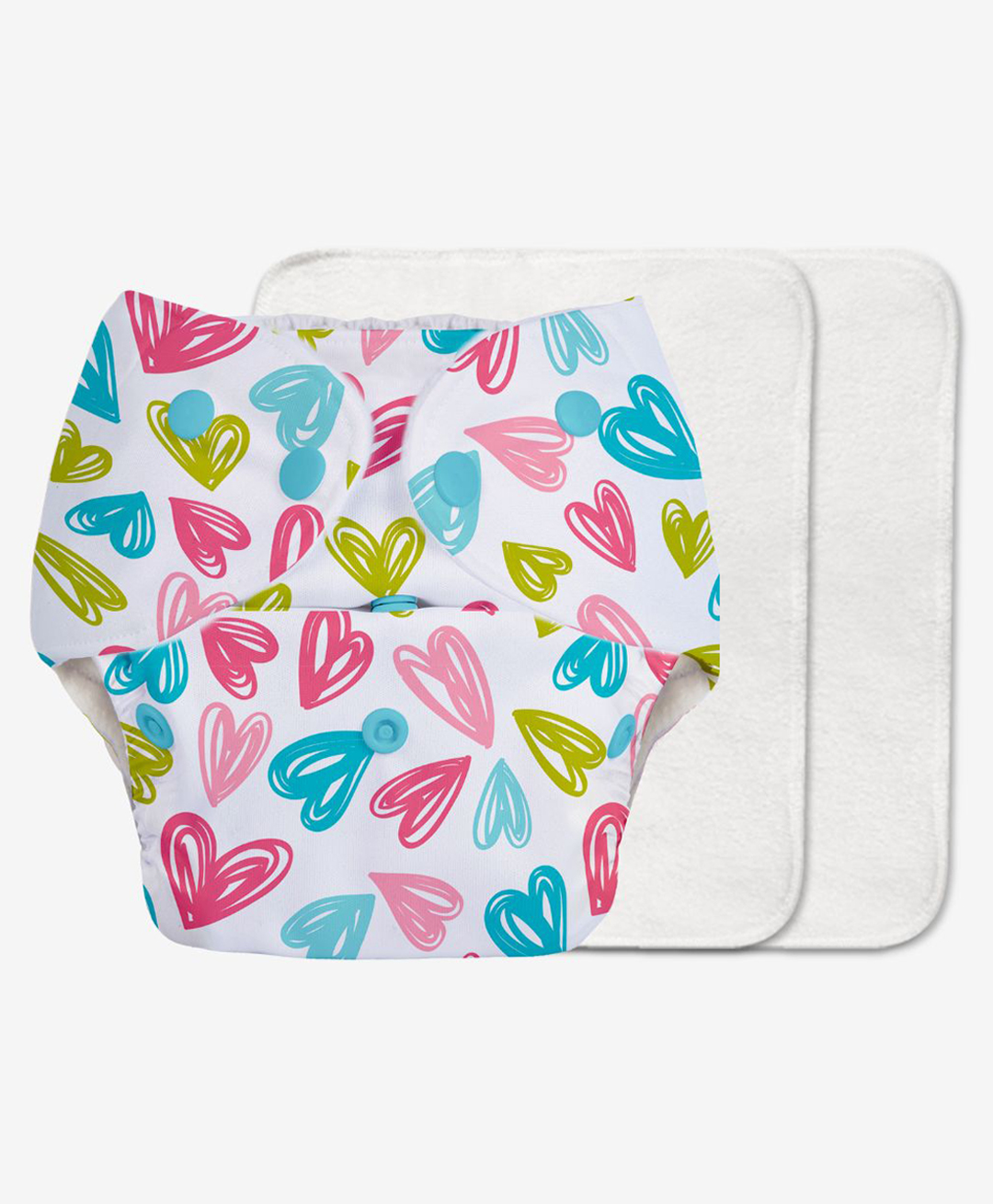 superbottoms Super Bottoms Basic Reusable Cloth Diaper Hearts Print- Multicolor-picture-34