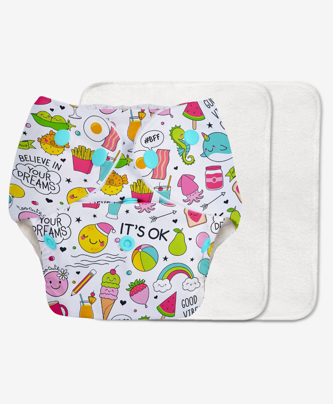 superbottoms Super Bottoms Basic Reusable Cloth Diaper Doodles Print- Multicolor-picture-6