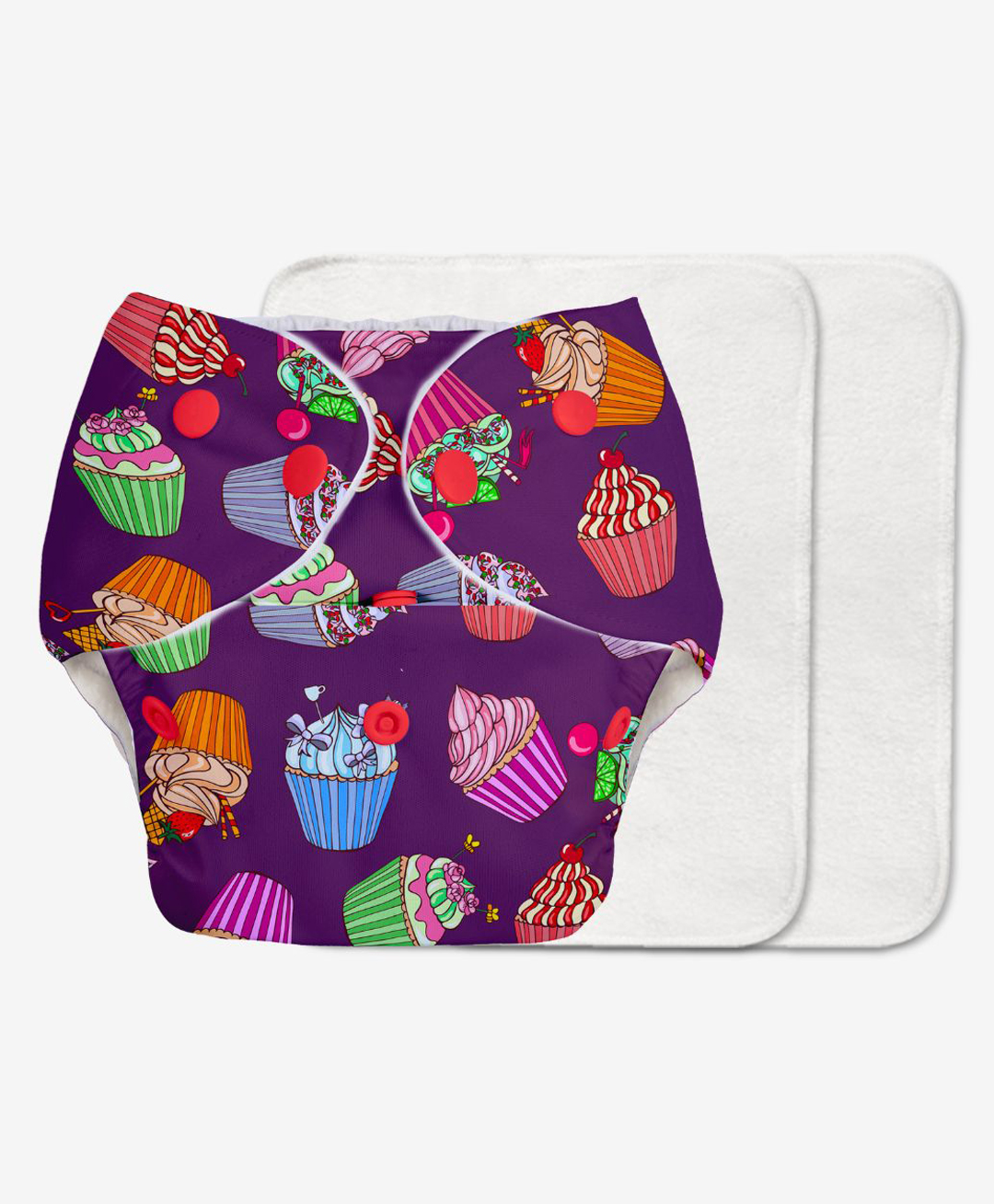 superbottoms Super Bottoms Basic Reusable Cloth Diaper Cupcake Print- Multicolor-picture-10
