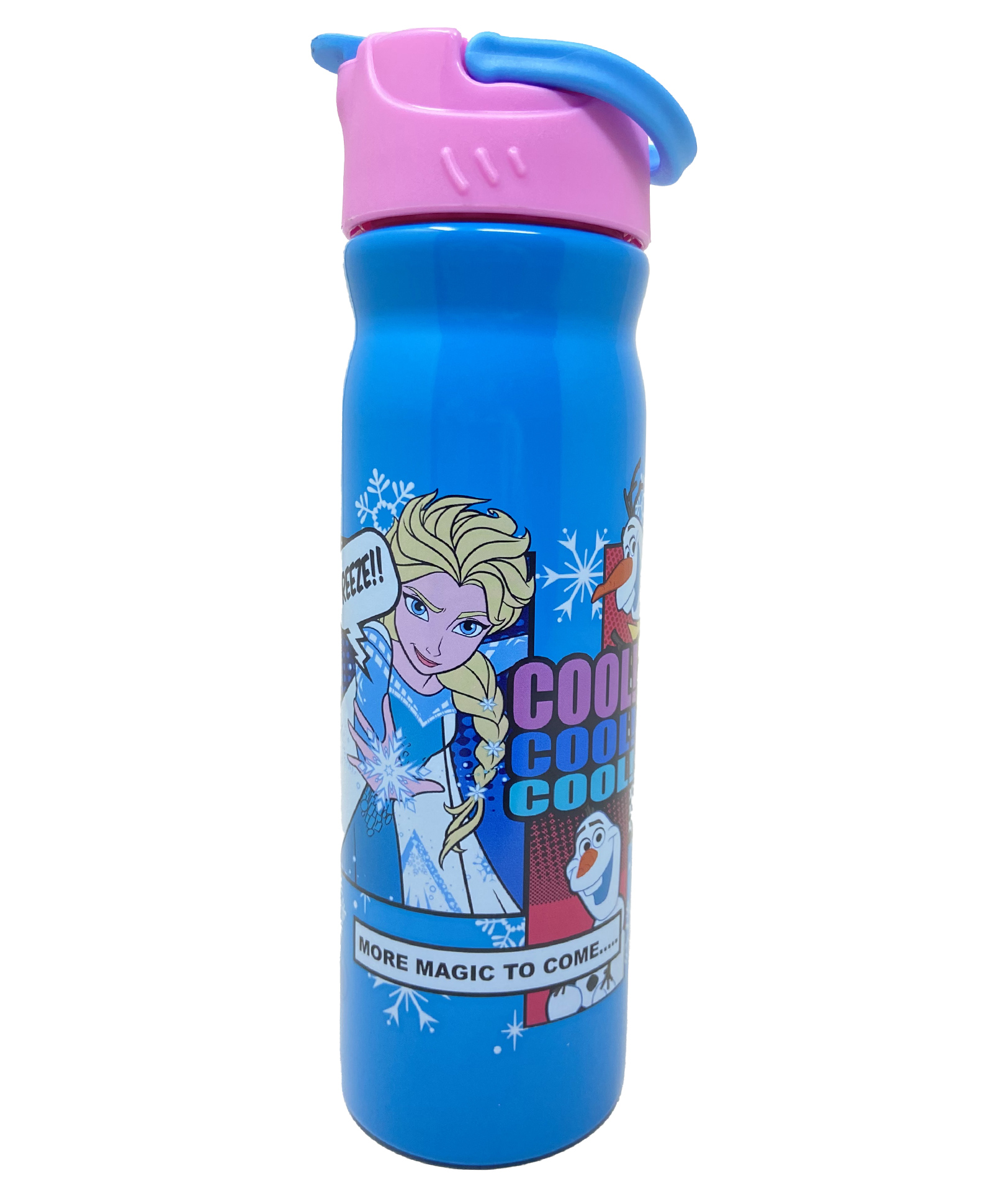 Disney Frozen Character Licensed All Over Printed Sleek Straw Sipper Water Bottle with Handle Blue - 500ml-image-42