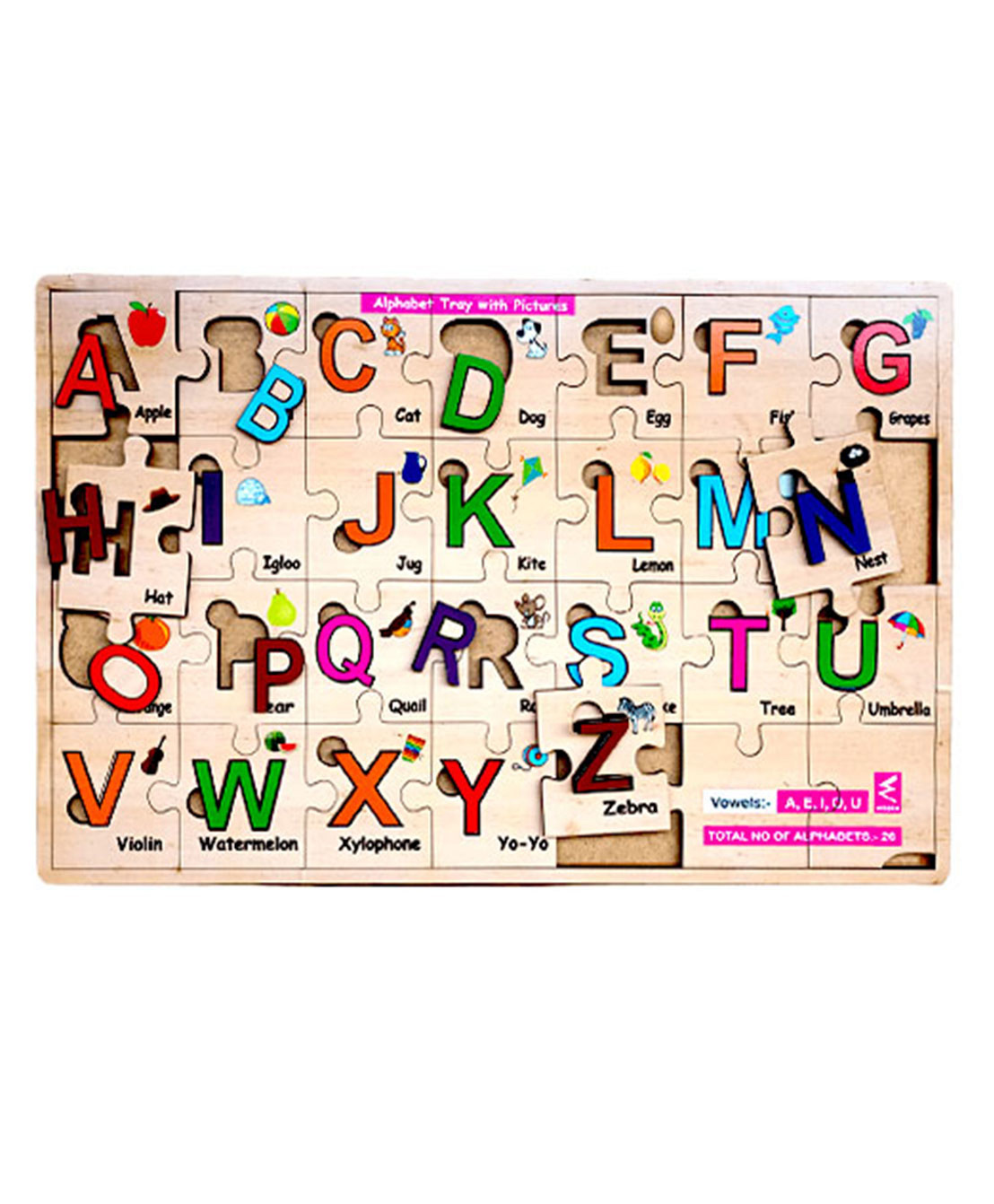 Wissen Wooden Alphabet Matching Puzzle Board Game - 28 Pieces-picture-45