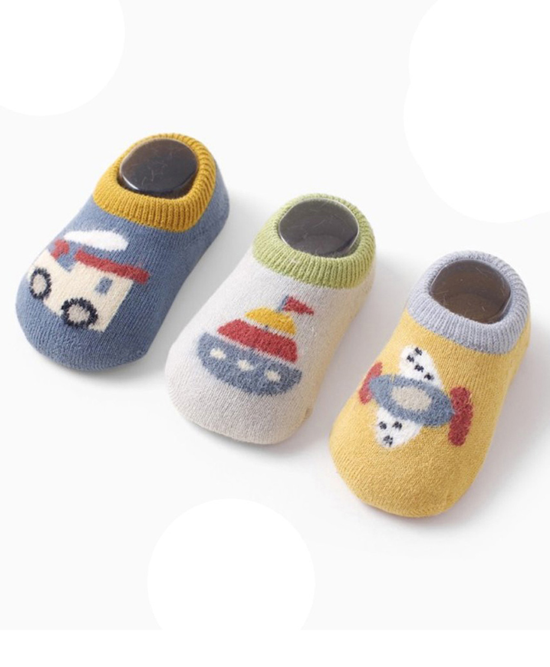 Kidofash Set Of 3 Plane Boat Detail Anti Skid Socks - Multicolour-picture-46