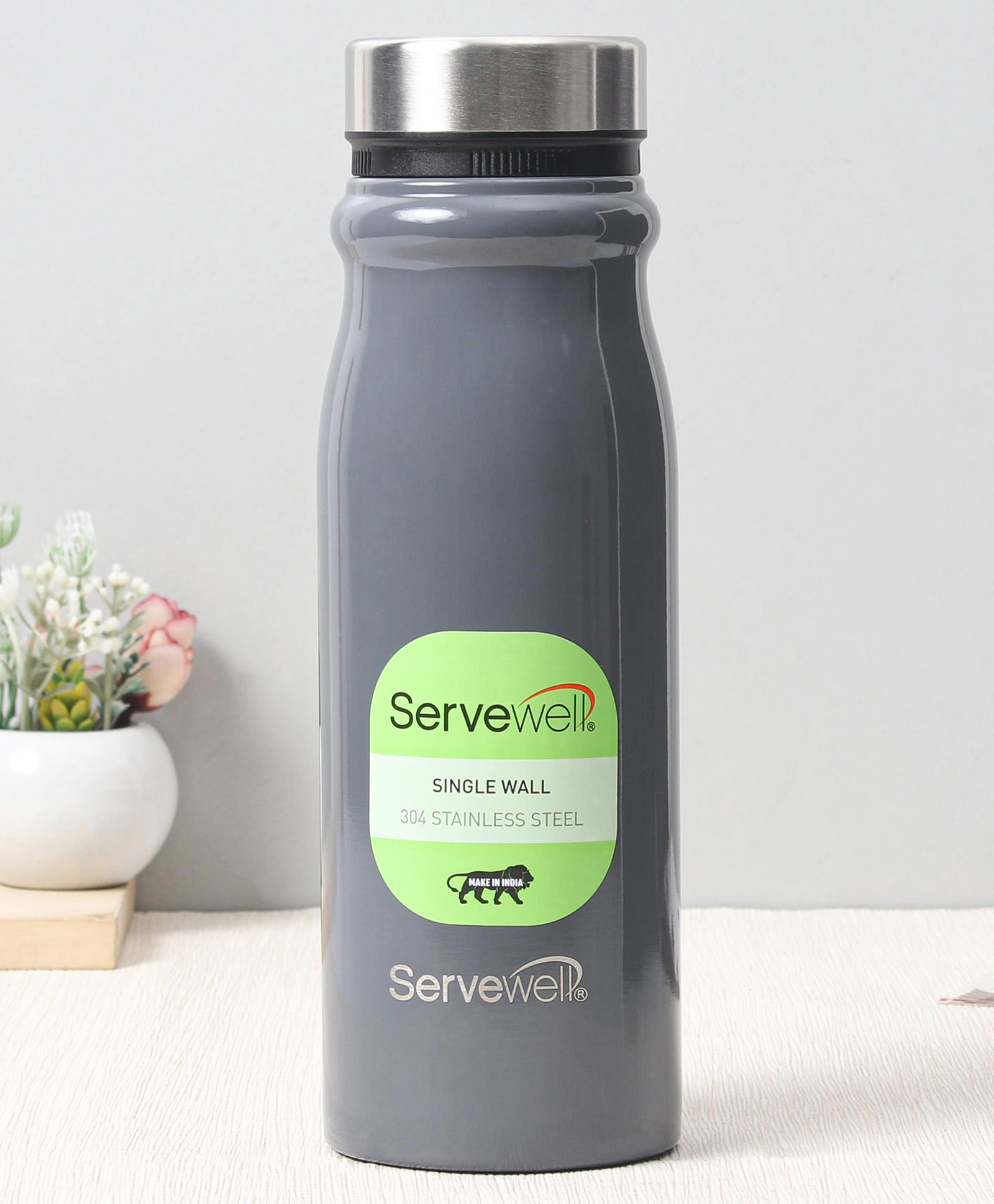 Servewell HudsonStainless Steel Single Wall Fridge Bottle Grey - 1000 ml-image-25