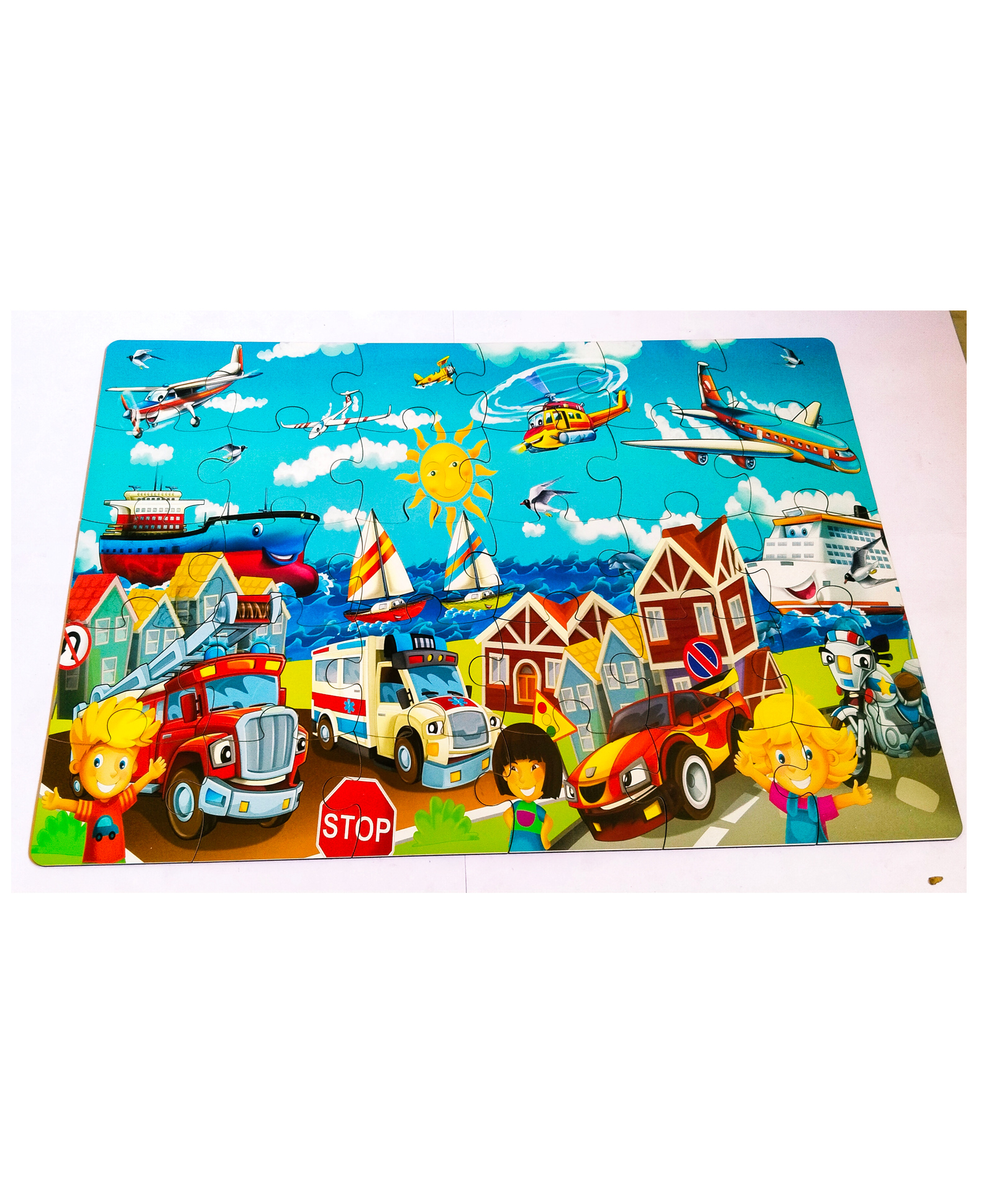 Fingo Brain Wooden Jumbo Jigsaw Transport Multi color - 30 Pieces-picture-11