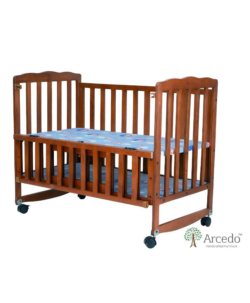 Arcedo  Crest Wooden Baby Cot Walnut - Brown-picture-22