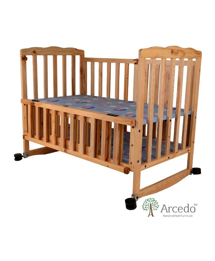 Arcedo  Crest Wooden Baby Cot Natural - Light Brown-picture-27