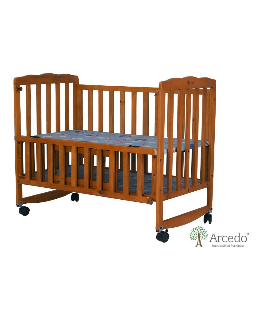 Arcedo  Crest Wooden Baby Cot Honey - Brown-image-3