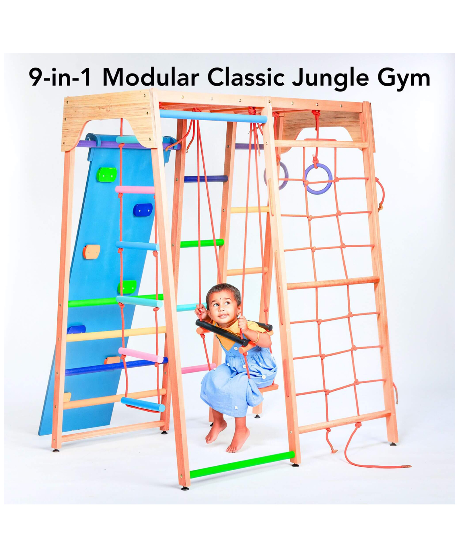 WoodBee Toys Jungle Gym  9 Play Items in one - Multicolour-picture-22