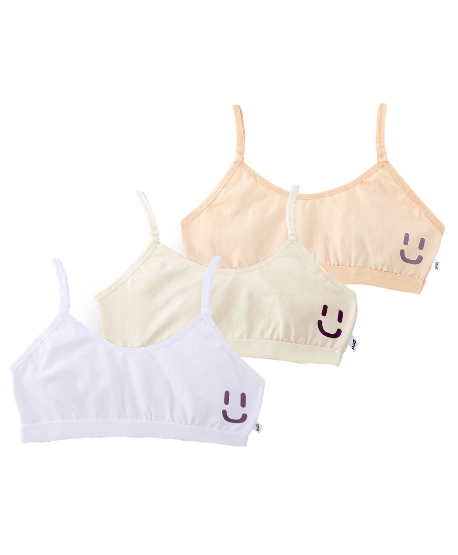 Plan B Pack Of 3 Smiley Printed Training Bras - White Cream & Beige-picture-23
