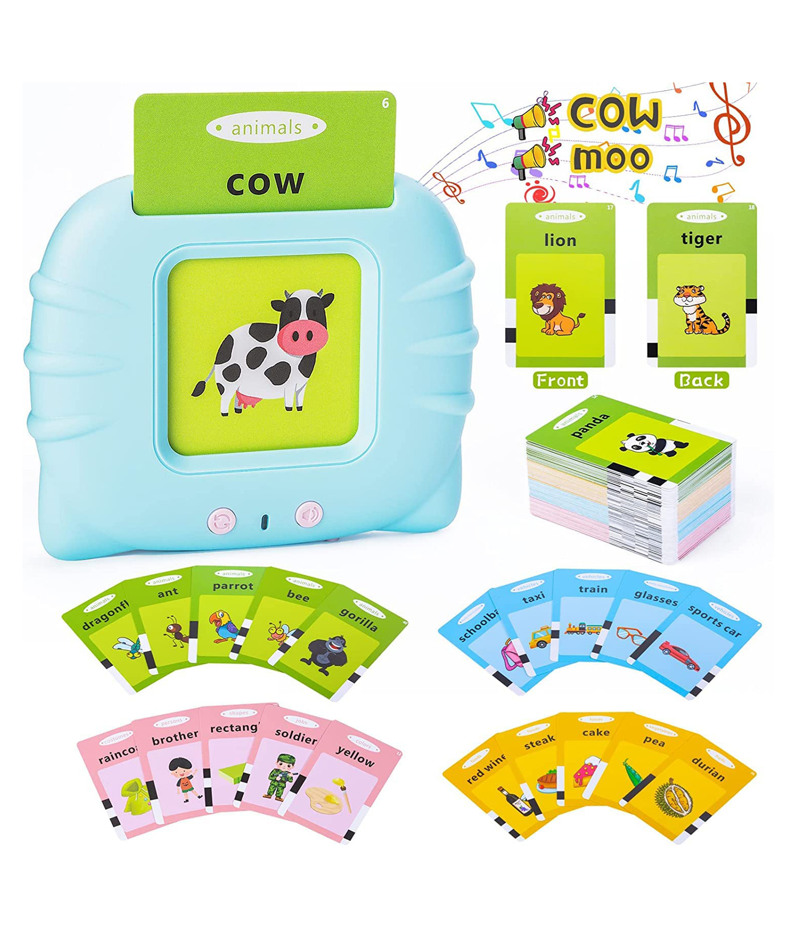 FunBlast Talking Flash Cards Toy Blue - 112 Cards-image-41