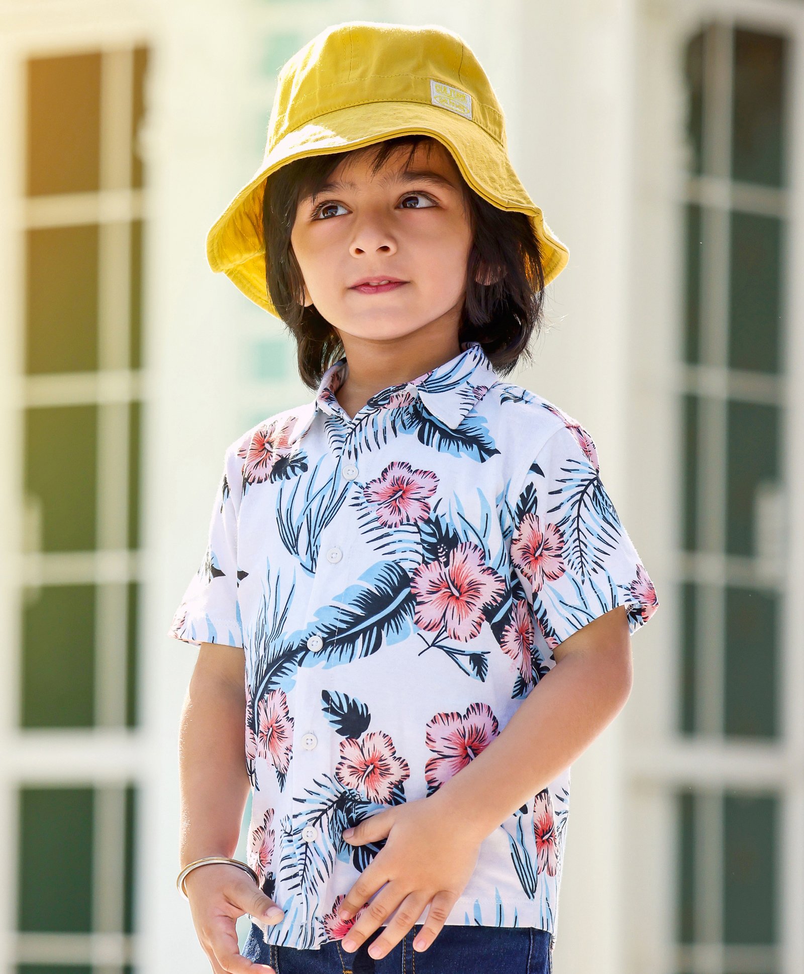 Babyhug Cotton Knit Half Sleeves Shirt Tropical Print - Green-picture-13