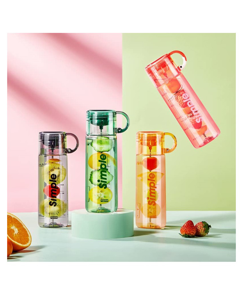 YAMAMA Fruit Infuser Detox Water Bottle BPA-Free Stylish Water Bottle with Rod & ebook Fruit Detox Bottle for Girls Water Bottle for Girls Stylish Cute Kids Water Bottle - 620 ML (Color May Vary)-image-48