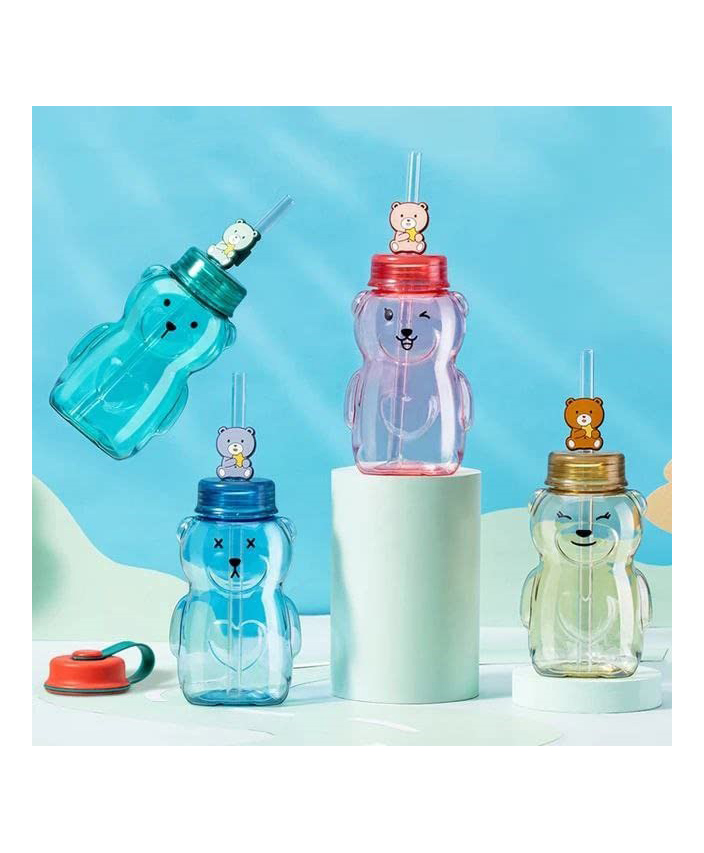 YAMAMA Cartoon Design Water Bottle, Anti-Leak, Spill Proof Water Bottle for Kids - 430 ML (Color May Vary)-image-45