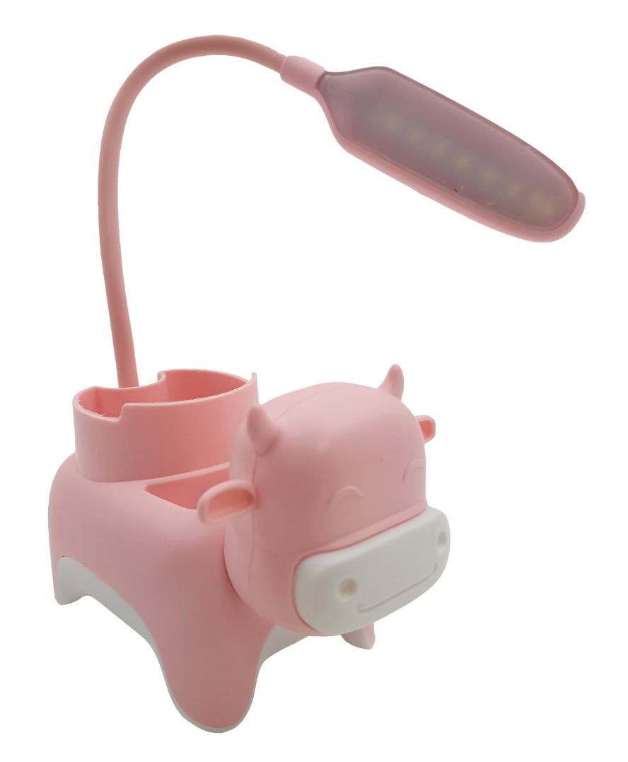 Crackles Cute Cow Animal Table Lamp Rechargeable Desk Lamp with Pen Holder Phone Stand Study Desk Light for Study Room Home Office (Color may Vary)-picture-18
