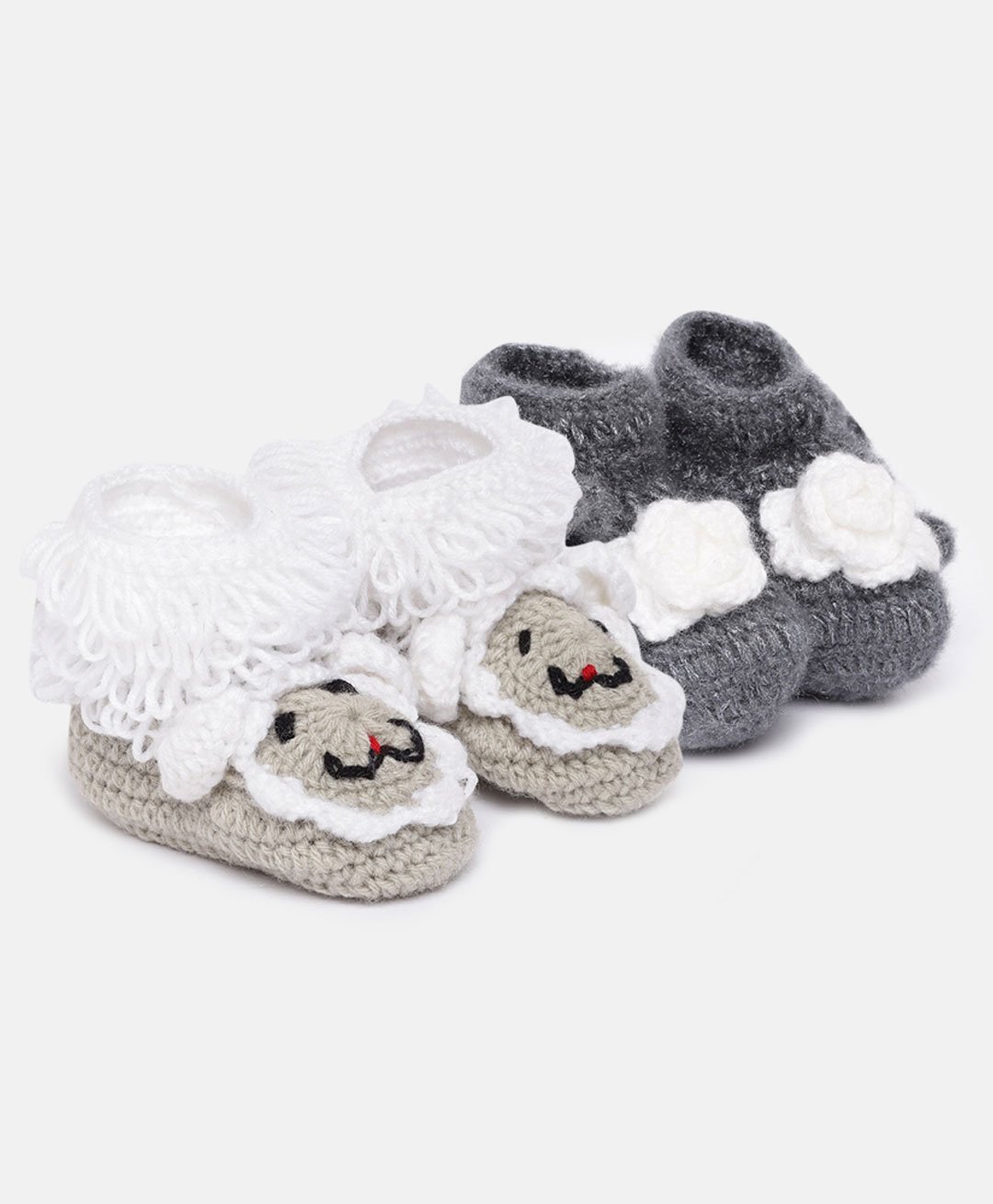 MayRa Knits Pack of 2 Hand Knitted Sheep & Cloud Design Booties - Grey-picture-10