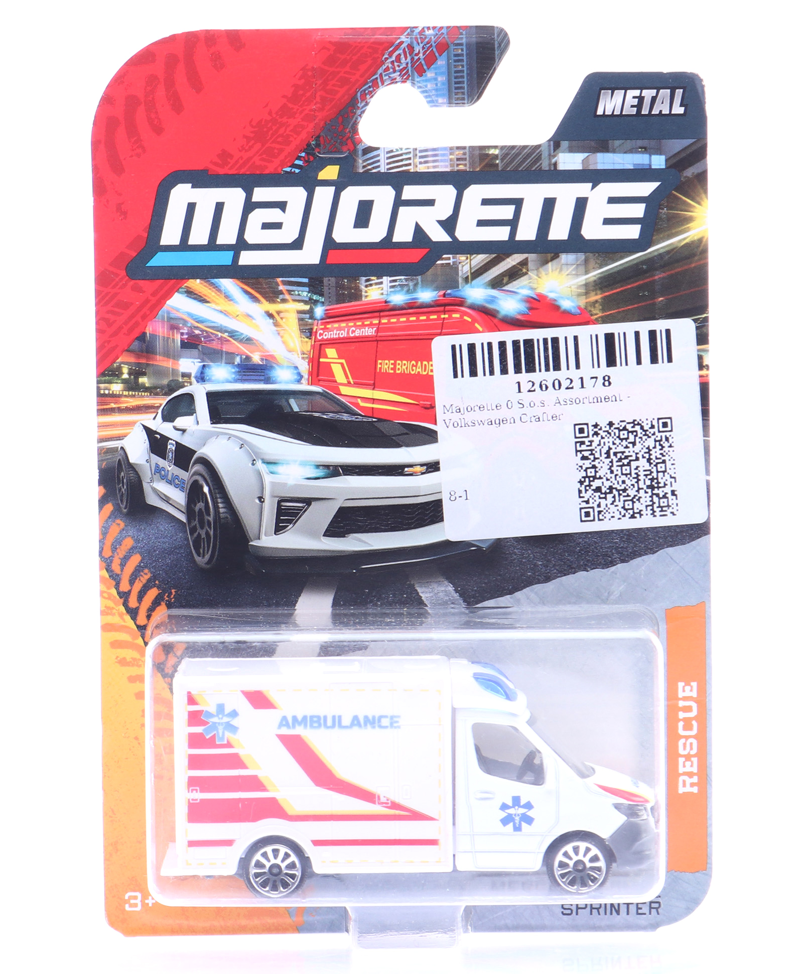 Majorette SOS Assortment Die Cast Free Wheel Volkswagen Crafter Toy Car - White-image-43
