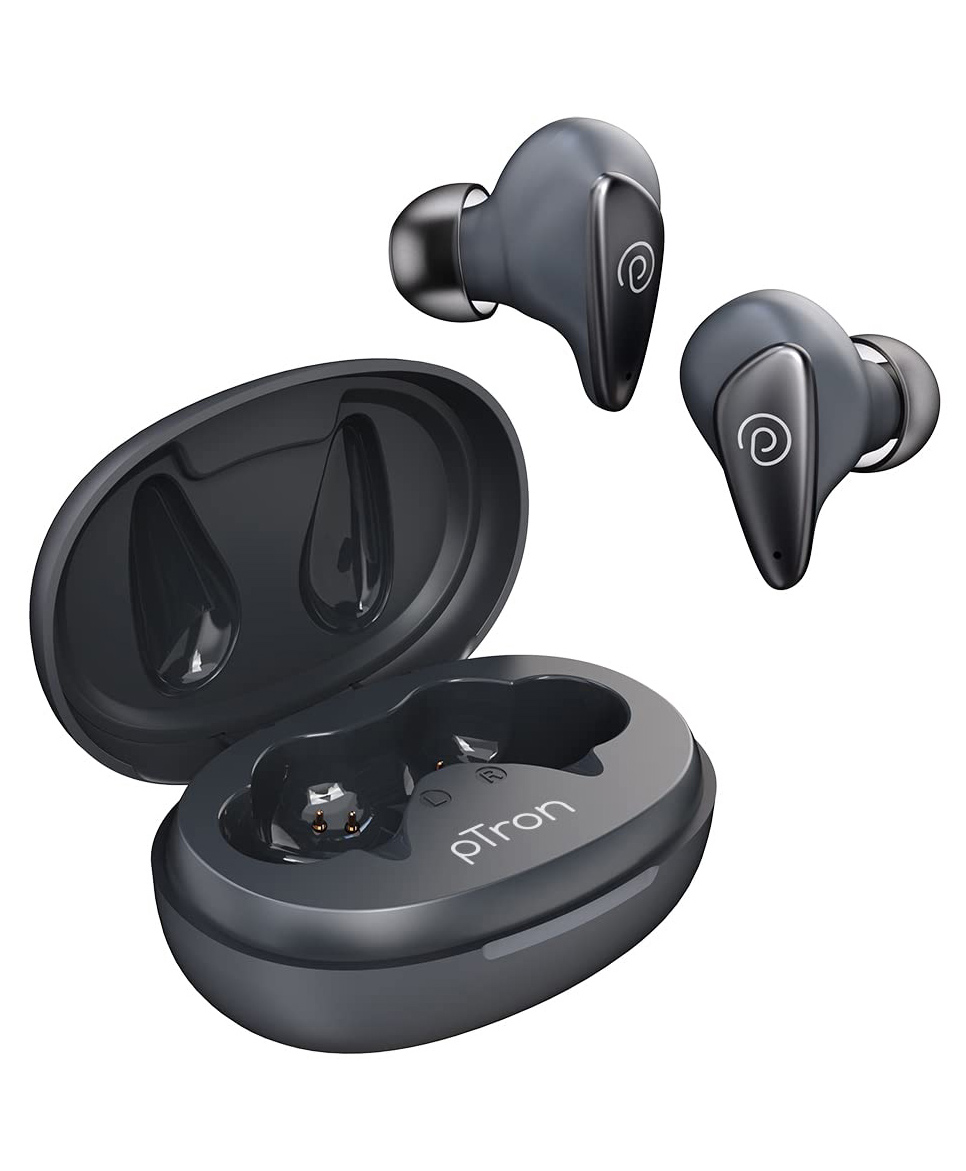 pTron Bassbuds Wave ENC Bluetooth 5.3 Wireless in-Ear TWS Earbuds with Mic - Grey-image-10