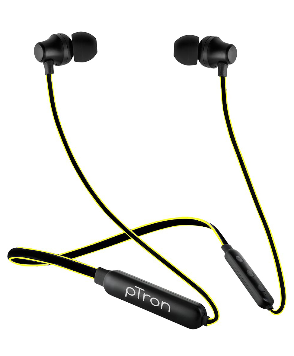 pTron Tangent Lite Bluetooth 5.0 Wireless in Ear Earphones with Fast Charge - Black Yellow-picture-39