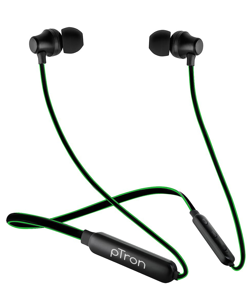 pTron Tangent Lite Bluetooth 5.0 Wireless in Ear Earphones with Fast Charge - Black Green-picture-22