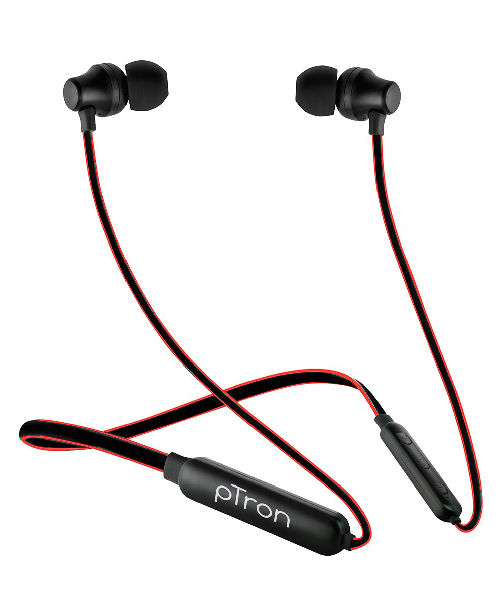 pTron Tangent Lite Bluetooth 5.0 Wireless in Ear Earphones with Fast Charge - Black Red-picture-33