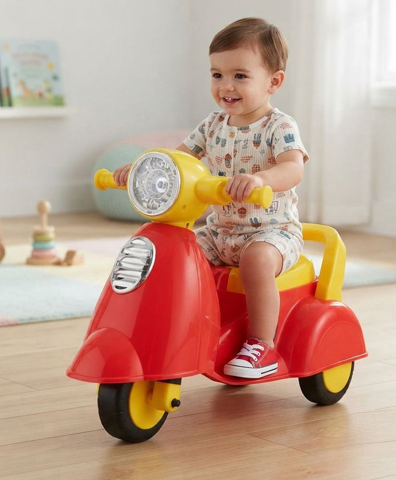 Joyride Manual Push Scooter Ride On with Music & Light- Red-picture-9