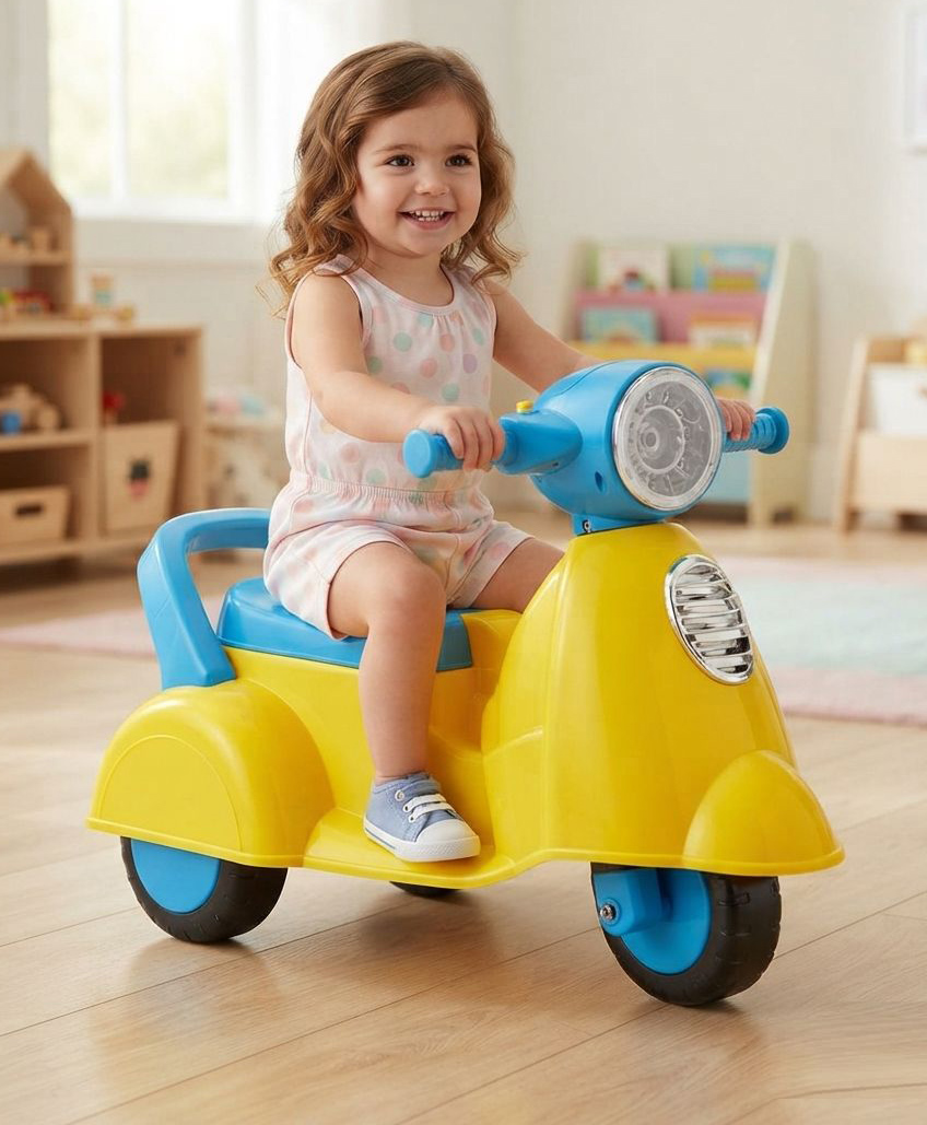 Joyride Manual Push Scooter Ride On with Music & Light- Yellow-picture-17