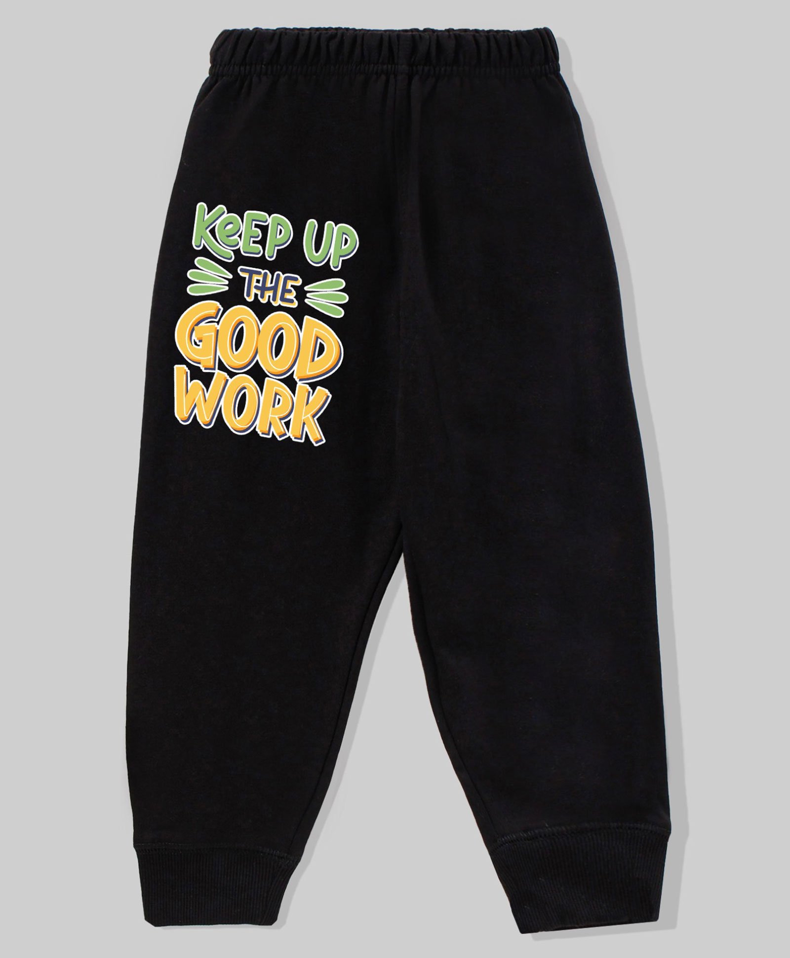 KAVEE 100% Cotton Biowashed Full Length Keep Up The Good Work Print Lounge Pant - Black-picture-22
