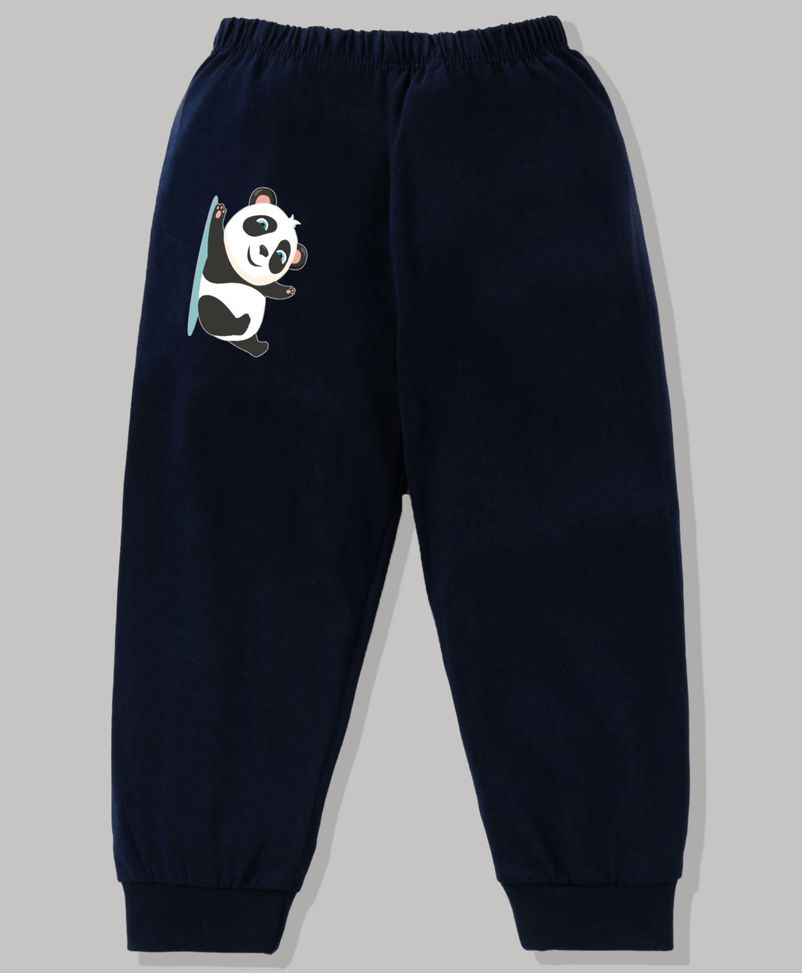KAVEE 100% Cotton Biowashed Sliding Panda Placement Printed Lounge Pants - Navy Blue-picture-11