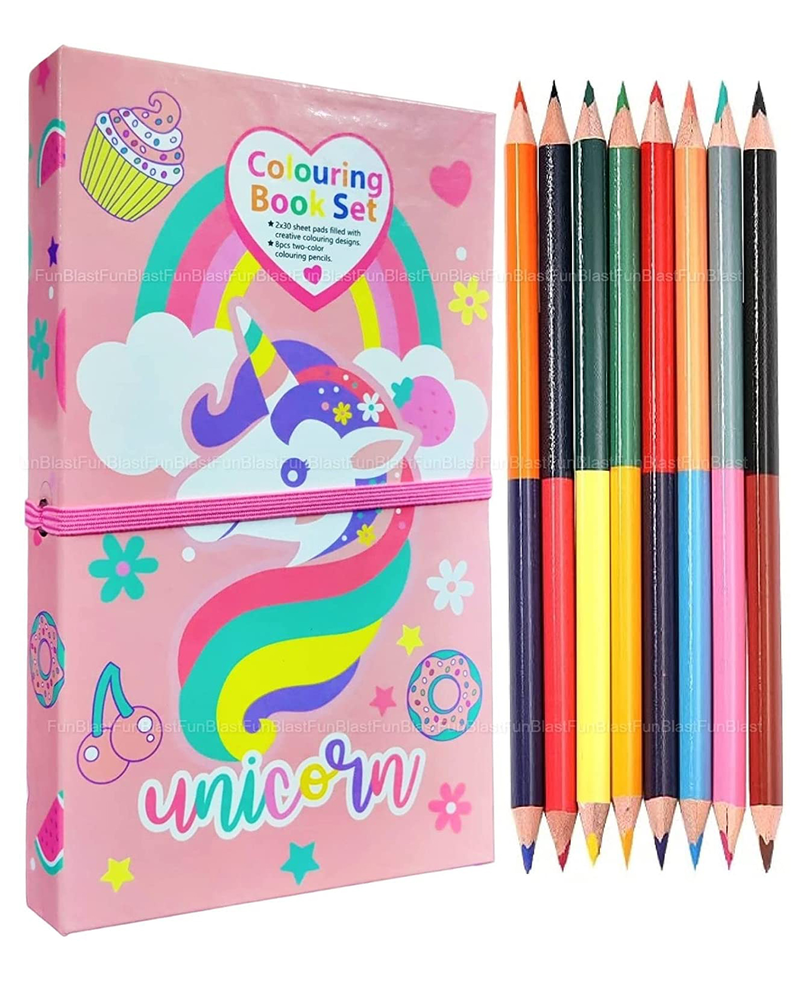 FunBlast Coloring Book with 8 Double Sided Pencil ColorsBook Color and Design May Vary-image-11