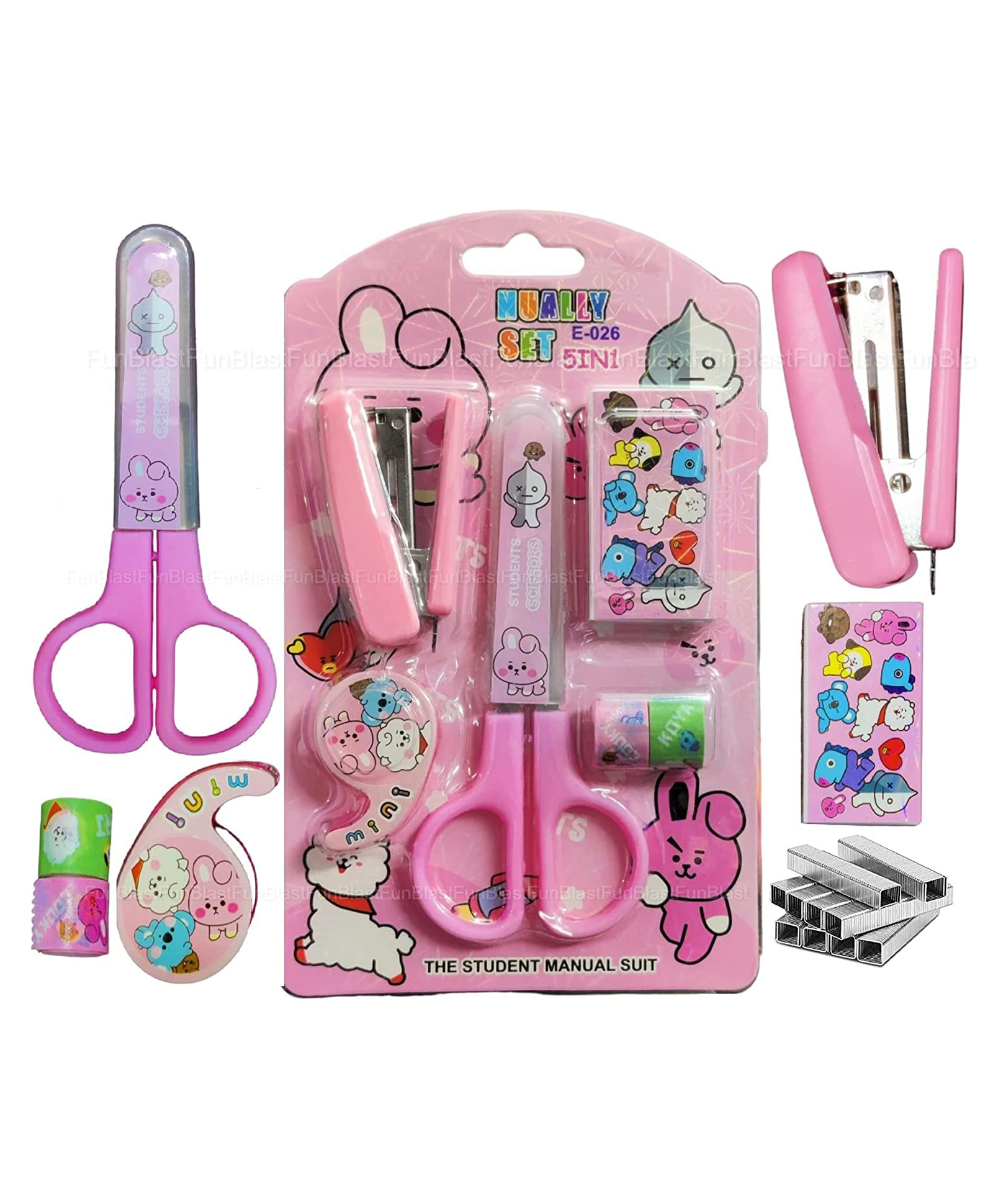FunBlast Cartoon Stationery Set For Kids - Pink-image-28