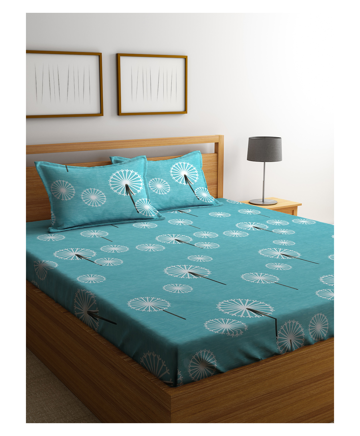 Hosta Homes HHGC15 300 TC King Size Printed Flat Bed Sheet With 2 Pillow Covers - Multicolor-image-49