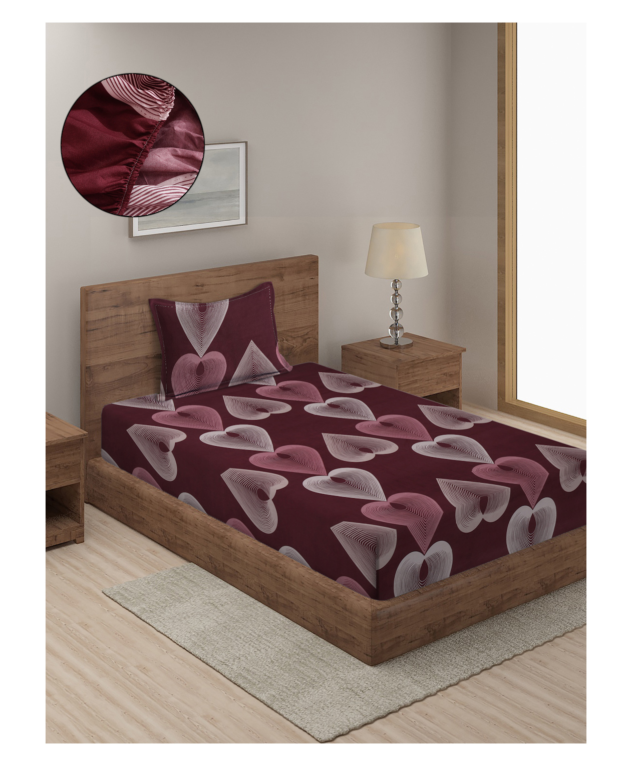 Hosta Homes Fitted Single Bed Sheet With 1 Pillow Cover - Multicolor-image-28