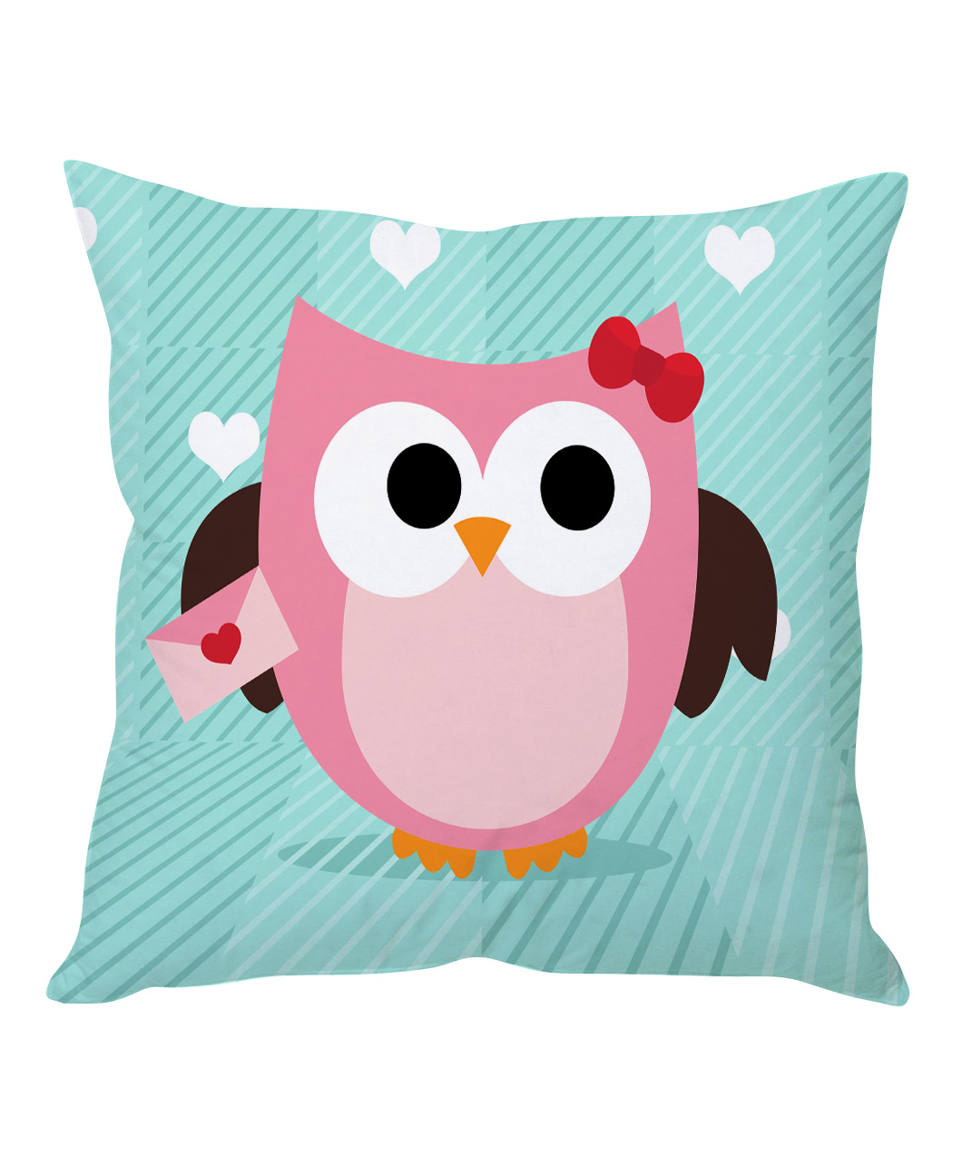 Stybuzz Owl Cartoon Cushion Cover - Blue And Pink-picture-1