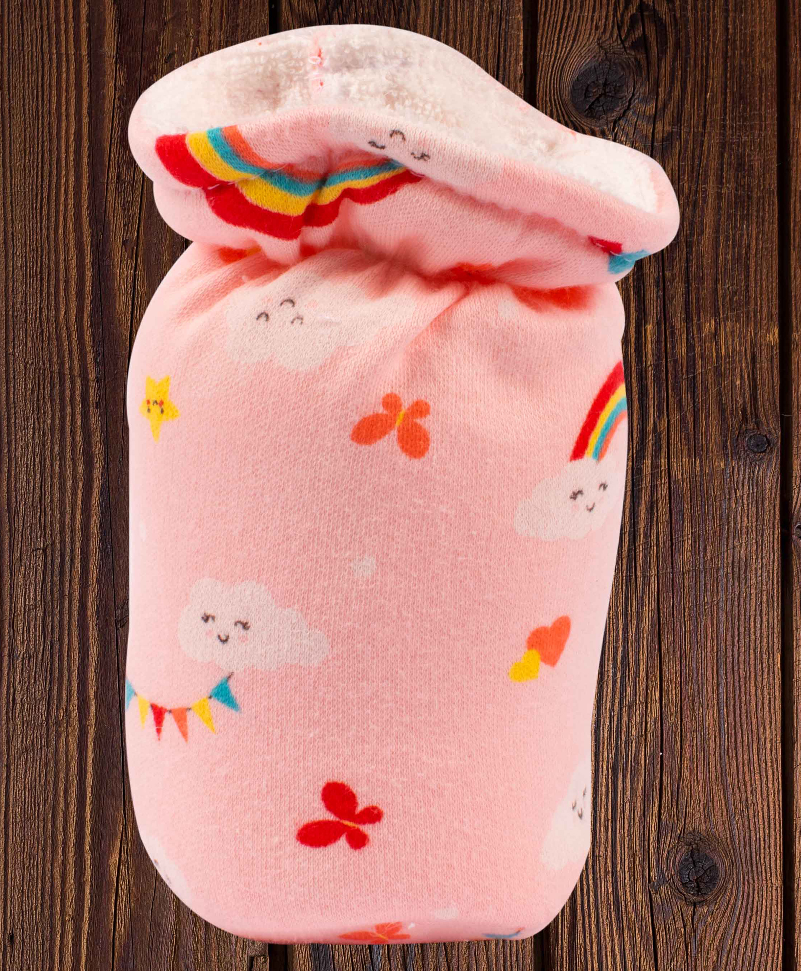 Mittenbooty Baby Bottle Cover Large Rainbow Print - Peach-image-10